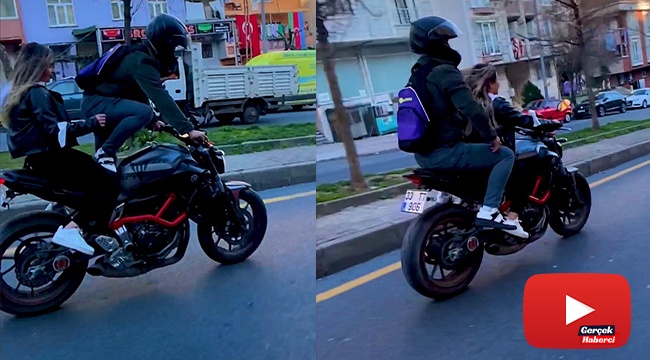 İstanbul trafiğinde “pes” dedirten görüntü: Kız arkadaşıyla motorda yer değiştirdi