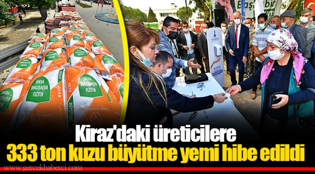 Kiraz'daki üreticilere 333 ton kuzu büyütme yemi hibe edildi