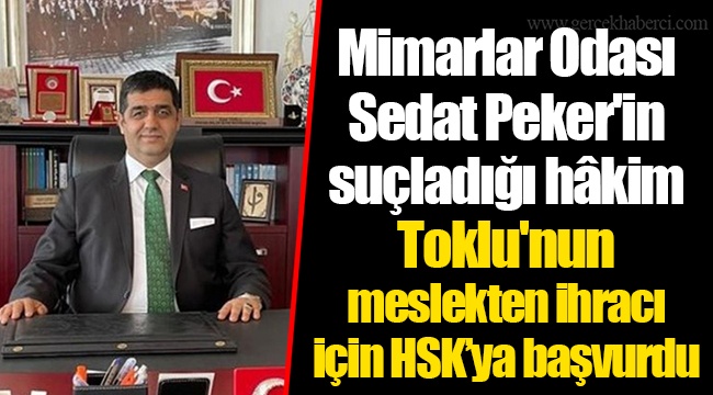 Mimarlar Odası Sedat Peker'in suçladığı hâkim Toklu'nun meslekten ihracı için HSK’ya başvurdu