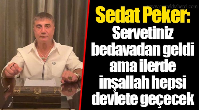 Sedat Peker: Servetiniz bedavadan geldi ama ilerde inşallah hepsi devlete geçecek