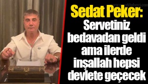 Sedat Peker: Servetiniz bedavadan geldi ama ilerde inşallah hepsi devlete geçecek
