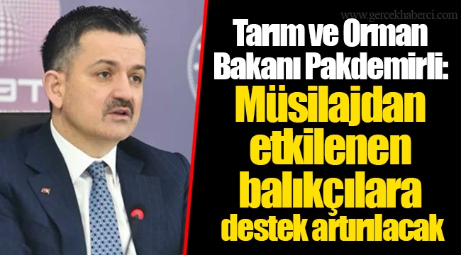Tarım ve Orman Bakanı Pakdemirli: Müsilajdan etkilenen balıkçılara destek artırılacak