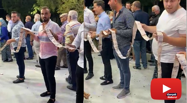 Cebinden 5 liradan fazla çıkmayan arkadaşlarına düğününde bin tane 5 lira taktılar