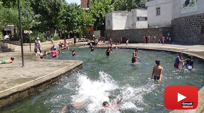 Diyarbakır’da çocuklar aşırı sıcaklıktan dolayı tehlikeyi umursamadılar