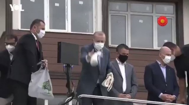 Erdoğan sel felaketinin yaşandığı Rize'de miting yaptı, yurttaşlara çay dağıttı