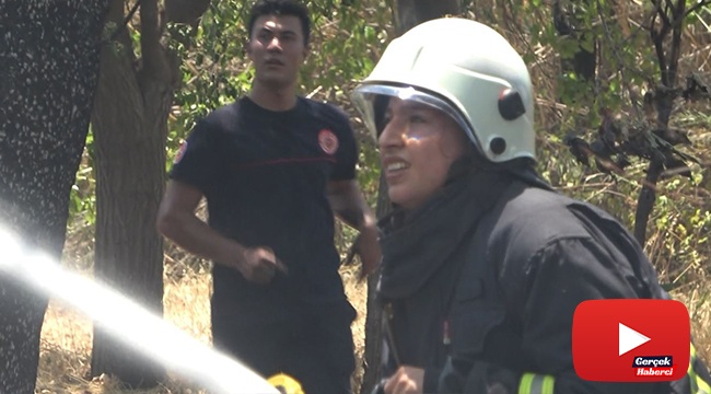 Genç kadın itfaiyecinin yangında zor anları