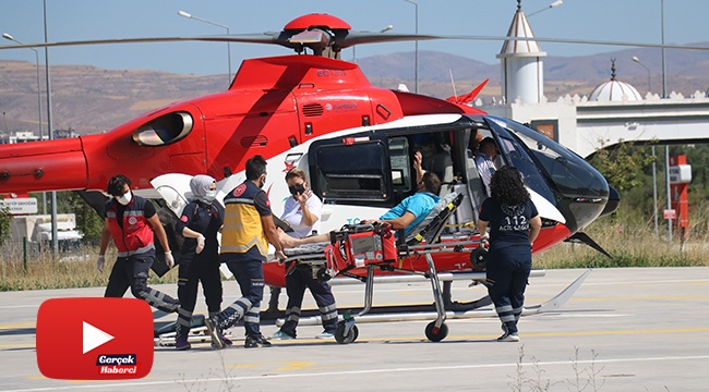 Kalp krizi geçirdi, ambulans helikopterle hastaneye yetiştirildi