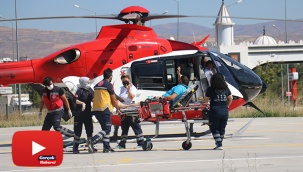 Kalp krizi geçirdi, ambulans helikopterle hastaneye yetiştirildi