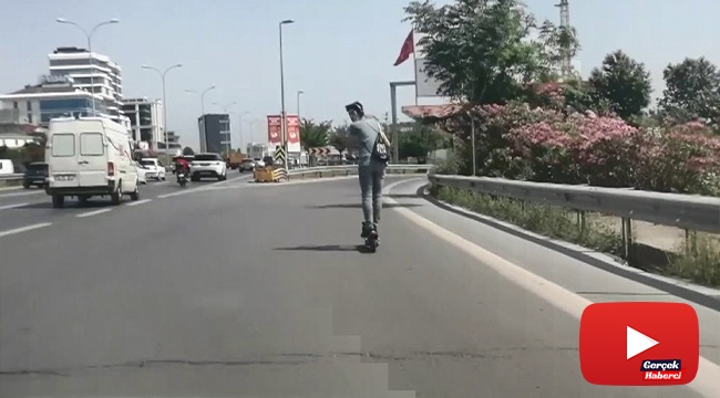 Kartal E-5’te tehlikeli scooter yolculuğu kamerada