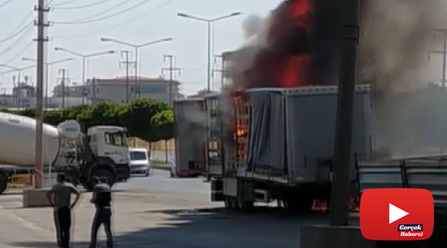 Kimyasal madde yüklü tır alev alev yandı