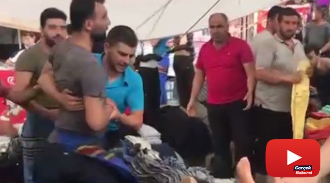 Küfürlerin havada uçuştuğu kavgada pazar alanı savaş alanına döndü