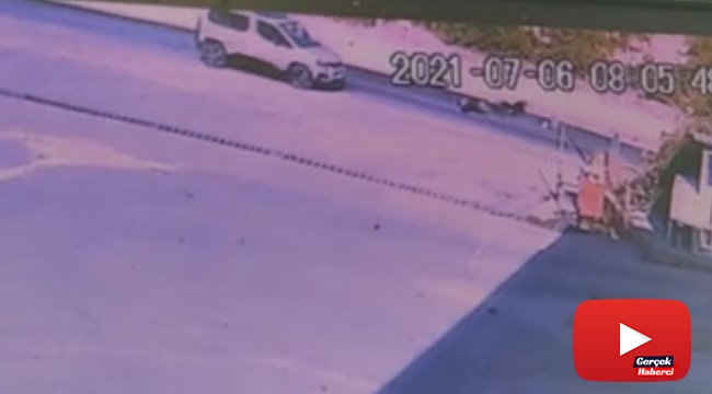 Motosiklet sürücüsü ölümden 1 metreyle kurtuldu