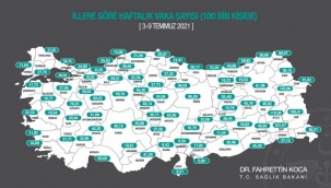 Sağlık bakanı haftalık vaka haritasını paylaştı