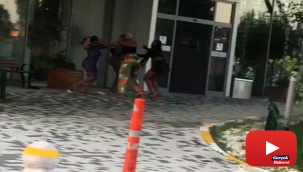 Yabancı uyruklu kadınların saç saça baş başa kavgası kamerada