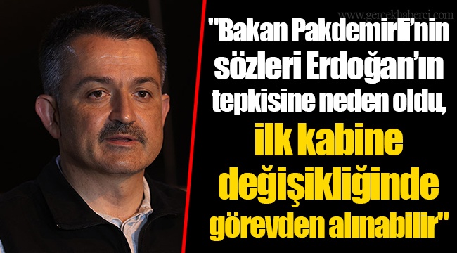 "Bakan Pakdemirli’nin sözleri Erdoğan’ın tepkisine neden oldu, ilk kabine değişikliğinde görevden alınabilir"