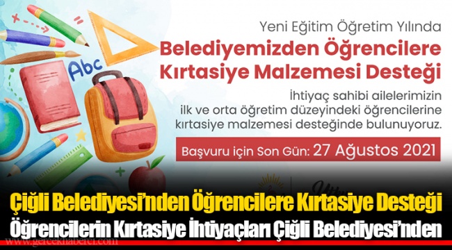 Çiğli Belediyesi'nden Öğrencilere Kırtasiye Desteği