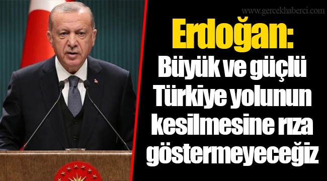 Erdoğan: Büyük ve güçlü Türkiye yolunun kesilmesine rıza göstermeyeceğiz
