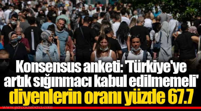 Konsensus anketi: 'Türkiye'ye artık sığınmacı kabul edilmemeli' diyenlerin oranı yüzde 67.7