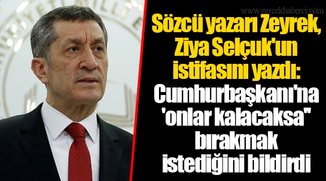 Sözcü yazarı Zeyrek, Ziya Selçuk'un istifasını yazdı: Cumhurbaşkanı'na 'onlar kalacaksa'' bırakmak istediğini bildirdi