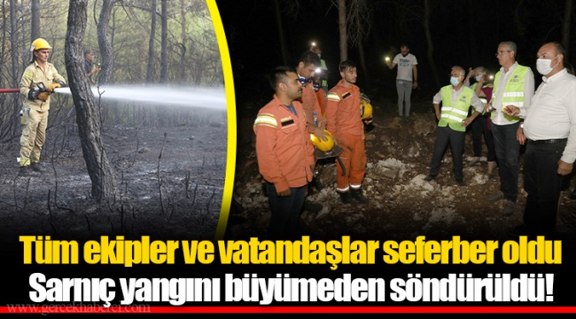 Tüm ekipler ve vatandaşlar seferber oldu Sarnıç yangını büyümeden söndürüldü!