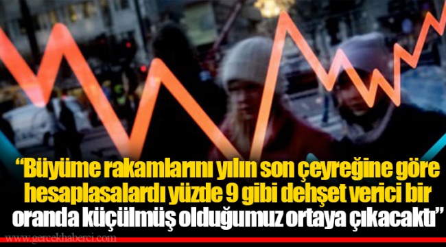 “Büyüme rakamlarını yılın son çeyreğine göre hesaplasalardı yüzde 9 gibi dehşet verici bir oranda küçülmüş olduğumuz ortaya çıkacaktı”