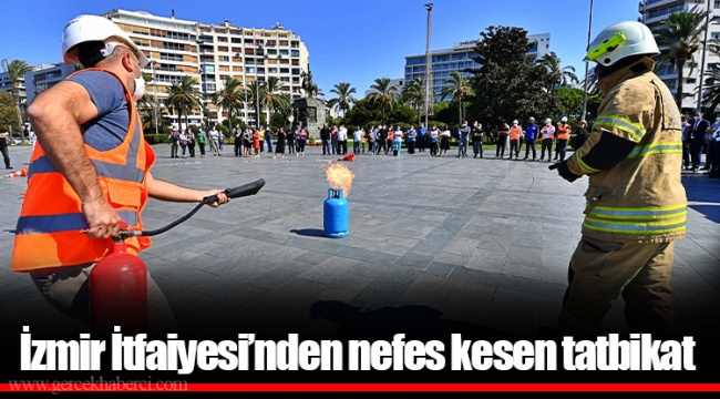 İzmir İtfaiyesi’nden nefes kesen tatbikat