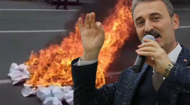 MHP'li başkan logoyu gördü, şapkaları yaktı