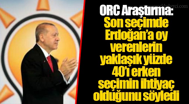 ORC Araştırma: Son seçimde Erdoğan’a oy verenlerin yaklaşık yüzde 40’ı erken seçimin ihtiyaç olduğunu söyledi