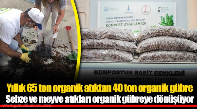 Yıllık 65 ton organik atıktan 40 ton organik gübre