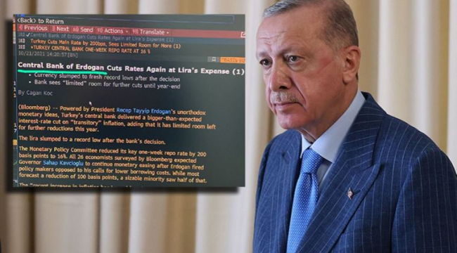 Bloomberg, faiz kararını böyle duyurdu: 'Erdoğan Merkez Bankası'