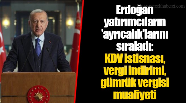 Erdoğan yatırımcıların 'ayrıcalık'larını sıraladı: KDV istisnası, vergi indirimi, gümrük vergisi muafiyeti...