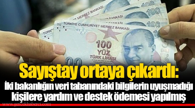 Sayıştay ortaya çıkardı: İki bakanlığın veri tabanındaki bilgilerin uyuşmadığı kişilere yardım ve destek ödemesi yapılmış