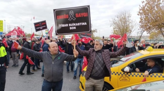 Taksiciler’den İmamoğlu’na Erdoğan’lı slogan eşliğinde istifa çağrısı