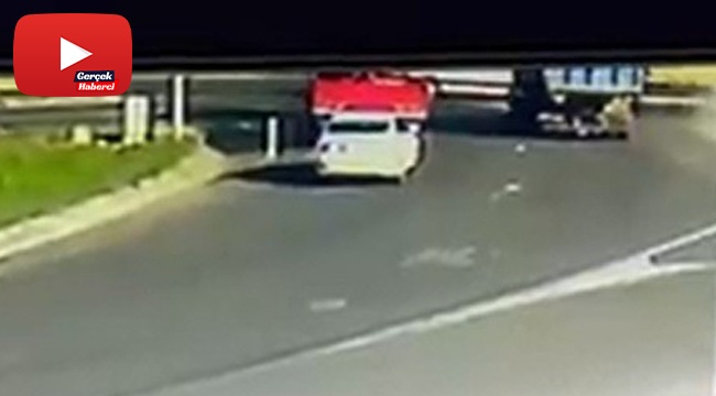 Ambulansla tırın çarpıştığı kaza güvenlik kamerasında