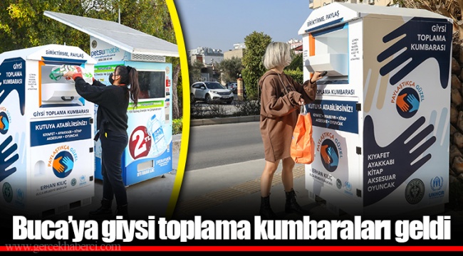 Buca’ya giysi toplama kumbaraları geldi