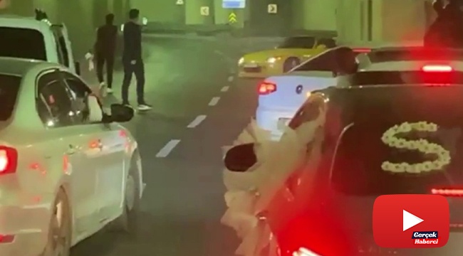 Düğün konvoyunda korkutan anlar kamerada