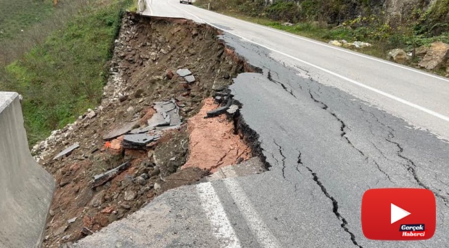 Ordu'da heyelan anı ve yaşanan panik kamerada