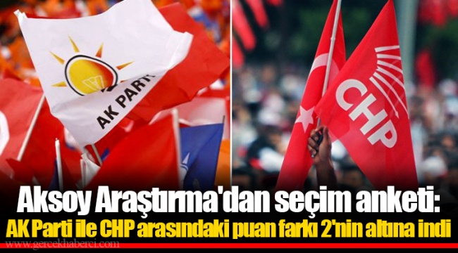 Aksoy Araştırma'dan seçim anketi: AK Parti ile CHP arasındaki puan farkı 2'nin altına indi