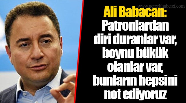 Ali Babacan: Patronlardan diri duranlar var, boynu bükük olanlar var, bunların hepsini not ediyoruz