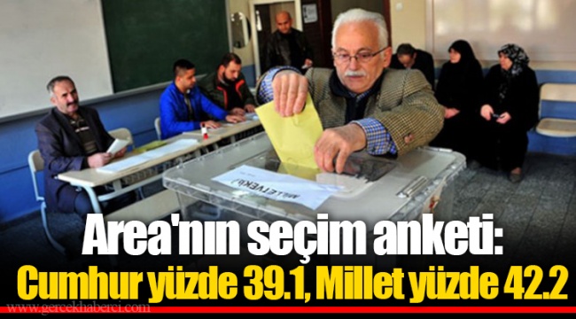 Area'nın seçim anketi: Cumhur yüzde 39.1, Millet yüzde 42.2