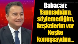 Babacan: Yapmadığım, söylemediğim, keşkelerim var. Keşke konuşsaydım...