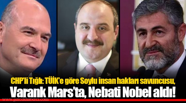 CHP’li Tığlı: TÜİK’e göre Soylu insan hakları savuncusu, Varank Mars’ta, Nebati Nobel aldı!