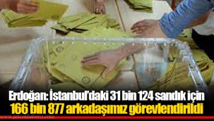 Erdoğan: İstanbul’daki 31 bin 124 sandık için 166 bin 877 arkadaşımız görevlendirildi