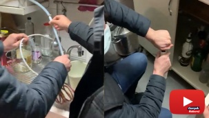 Ev görünümlü sahte alkol imalathanesine baskın kamerada