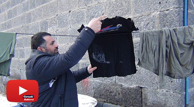 Kars’ta soğuktan çamaşırlar dondu