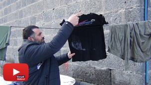 Kars’ta soğuktan çamaşırlar dondu