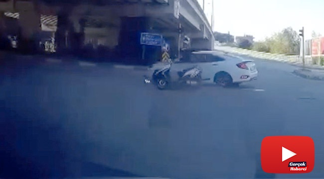Kırmızı ışık ihlali yapan motosikletli ölümden döndü