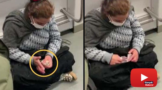 Metroda dilenci şaşkınlığı: Herkesin içinde paraları saydı