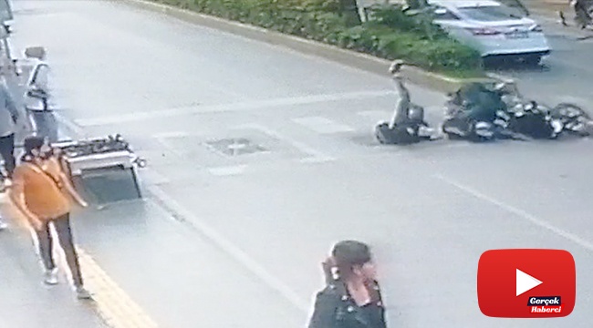 Yaya geçidinde motosikletin çarptığı hamile kadın yaralandı