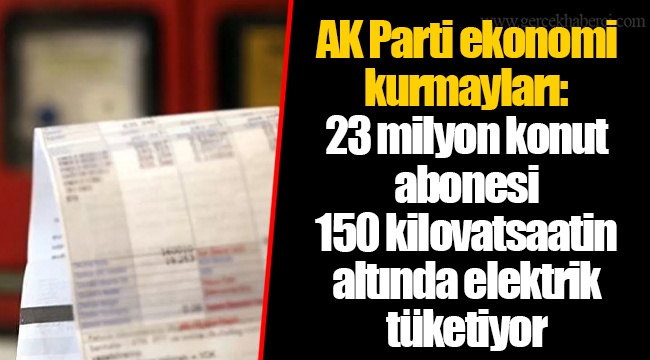 AK Parti ekonomi kurmayları: 23 milyon konut abonesi 150 kilovatsaatin altında elektrik tüketiyor